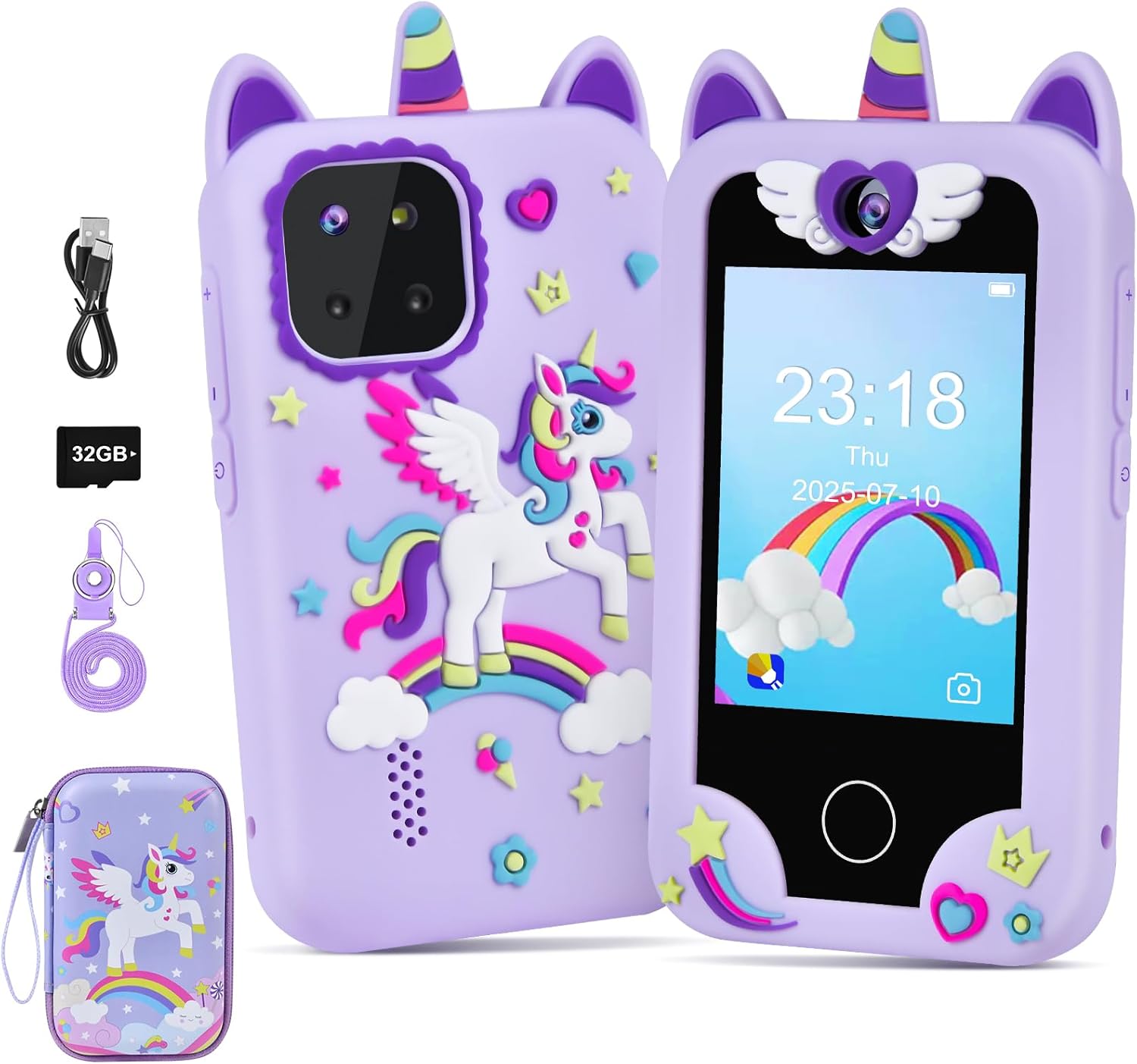 Detalle de Elecoutek Kids Smart Phone: Unicorn Themed 2.8" Toy Smartphone for 3–10 Year Olds