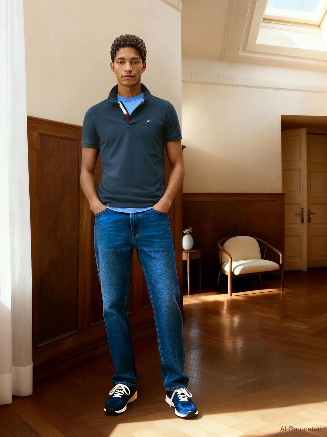 Detalle 2 de Tommy Jeans Herren Poloshirt Kurzarm Slim Fit – zeitloser Klassiker in 100% Baumwolle