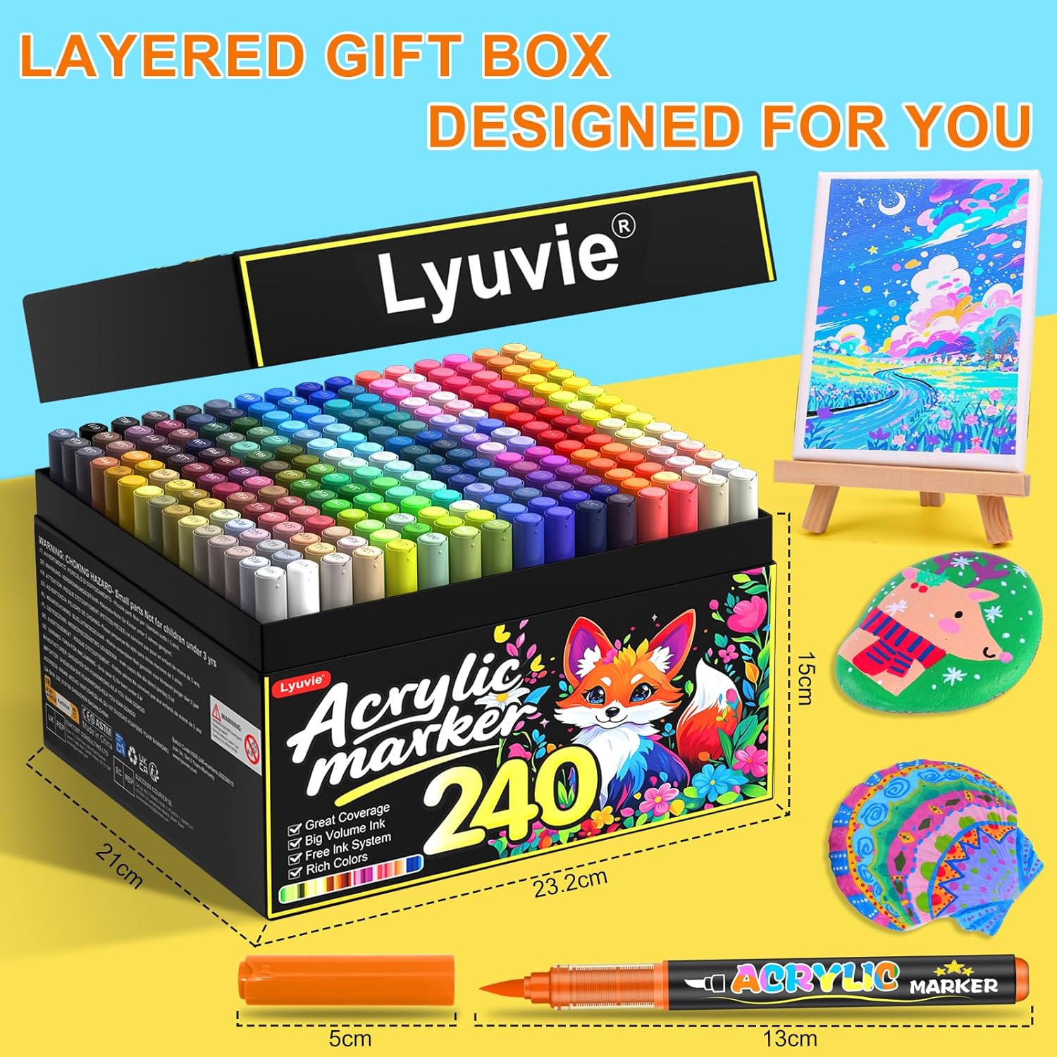 Thumbnail 5 de Lyuvie 240 Farben Acrylstifte – Wasserfeste Marker für Stein, Holz, Glas und mehr