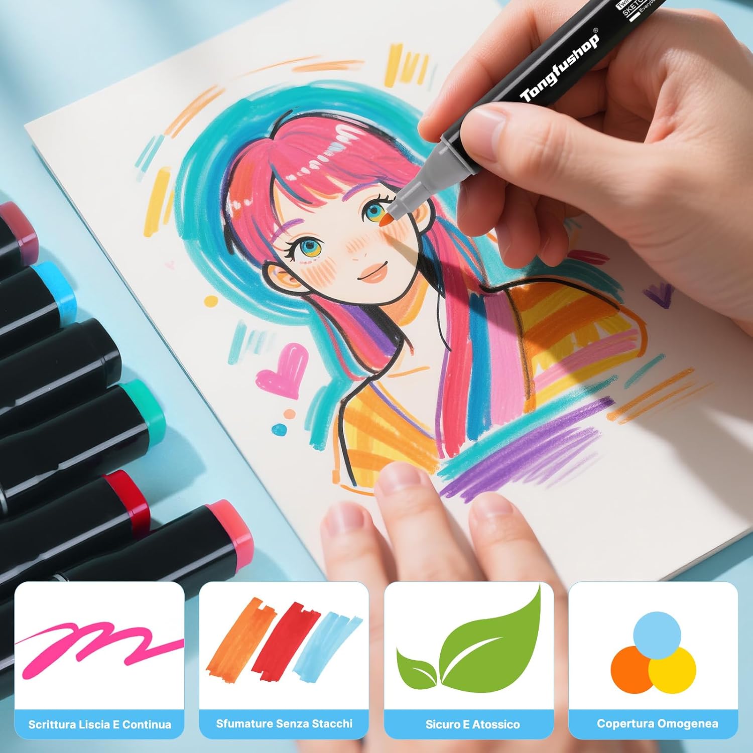 Thumbnail 5 de Tongfushop Marcatore 168 pennarelli doppia punta 🎨