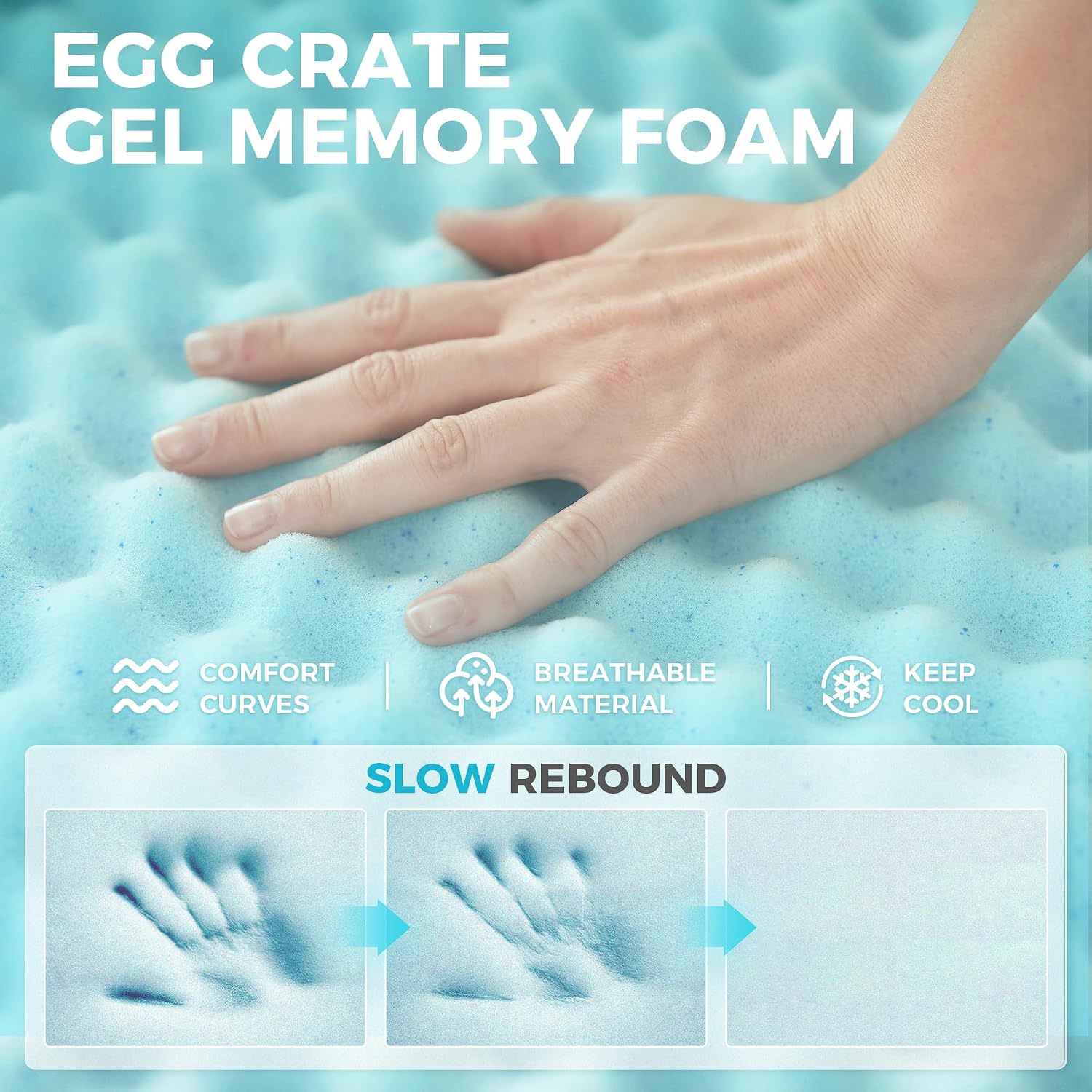 Thumbnail 5 de 3 Inch Memory Foam Mattress Topper King Size 150x200cm