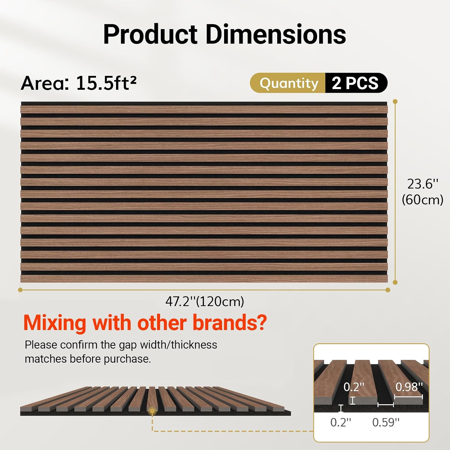 Detalle 2 de TONOR 25070 Wooden Acoustic Wall Panels, 2 Pack, Dark Walnut, 1.44 m²