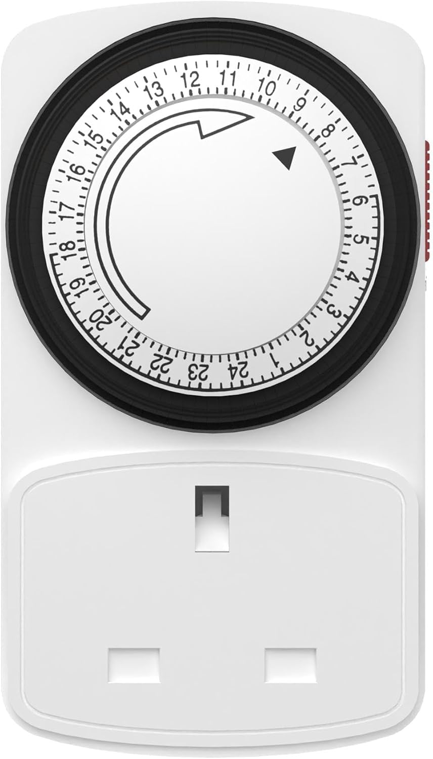 Detalle de HBN 24 Hour Timer Plug Socket UK: Precise 15‑Minute Scheduling for Lamps, Christmas Lights and More