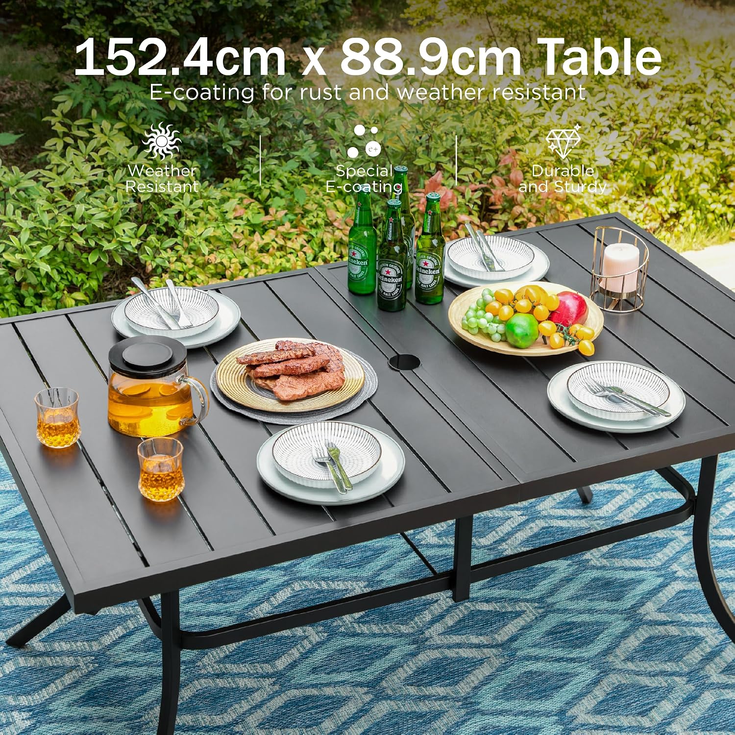 Thumbnail 3 de PHI VILLA 6-Seater Garden Table (150 x 90cm) with 4cm Parasol Hole
