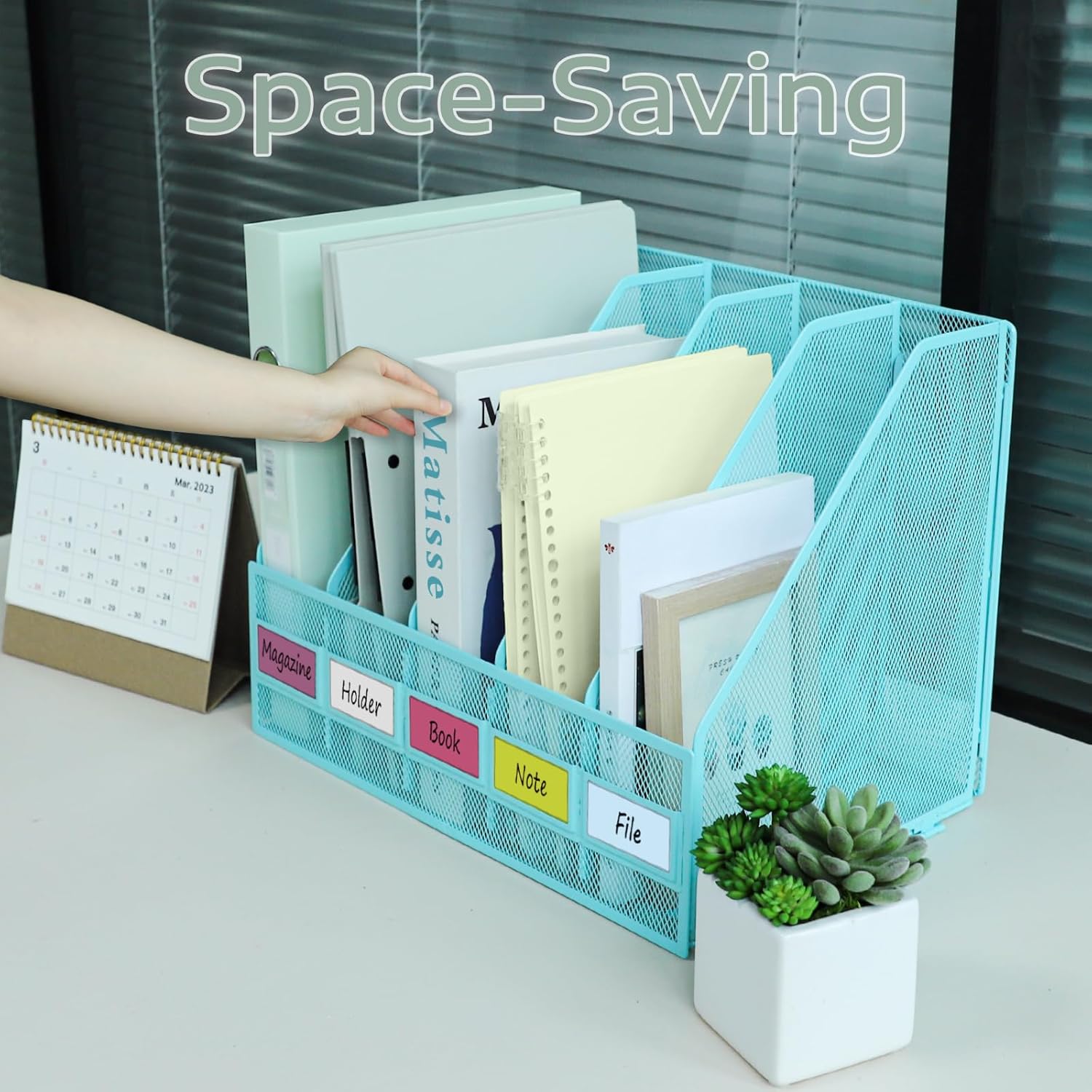 Thumbnail 4 de IOUGDSEC A4 File Holder Folding Bookshelf – 5 Vertical Compartments