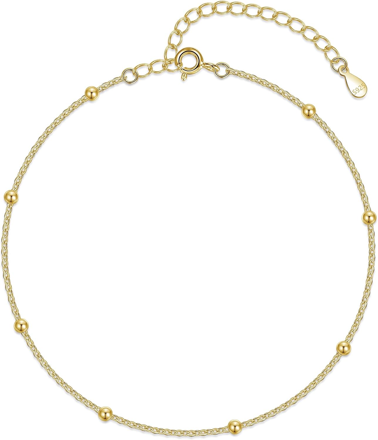 Detalle de Loutade Fußkette Silber 925 – verstellbar mit Bead/Sterne, sommerlicher Fußschmuck