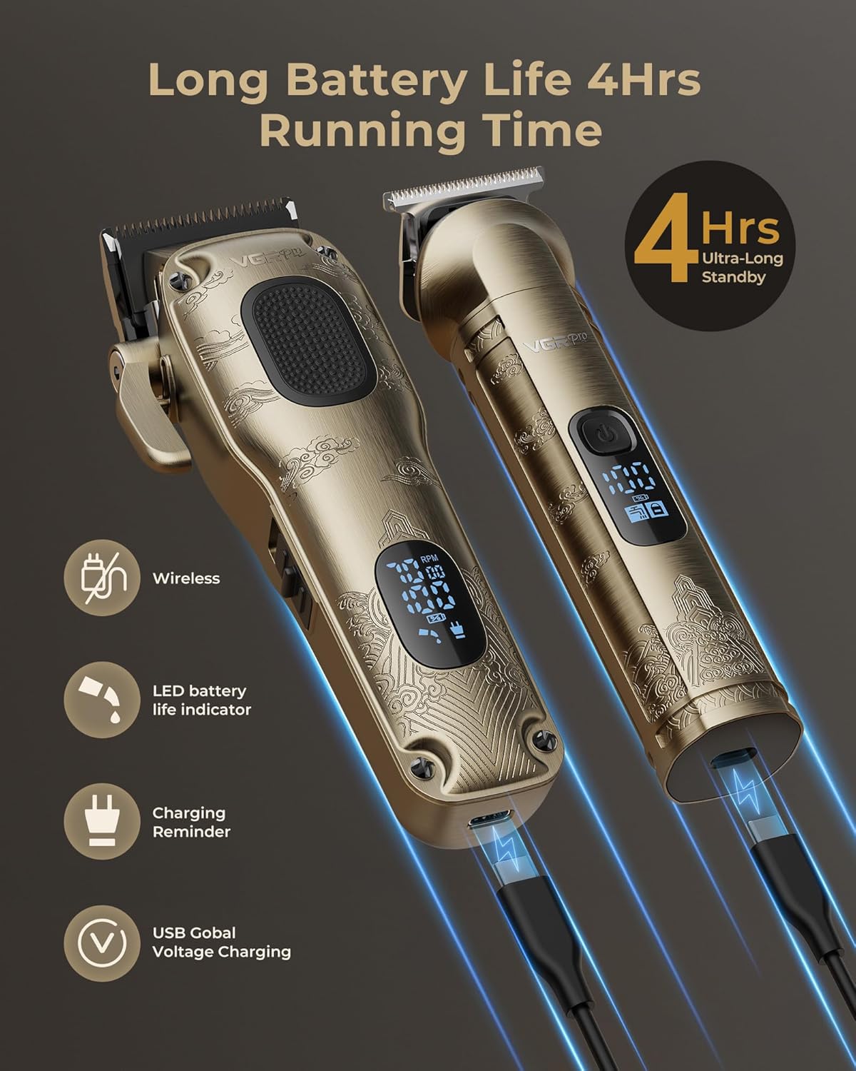 Thumbnail 4 de VGRPRO Hair Clippers for Men Professional: Cordless Grooming Kit for Home or Barbershop Use