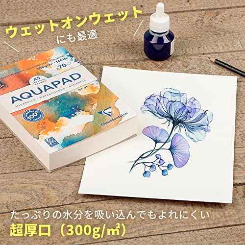 Detalle de Clairefontaine 975721C Bloc Encollé Goldline Aquapad – Papier Aquarelle 300 g, A4, 50 feuilles