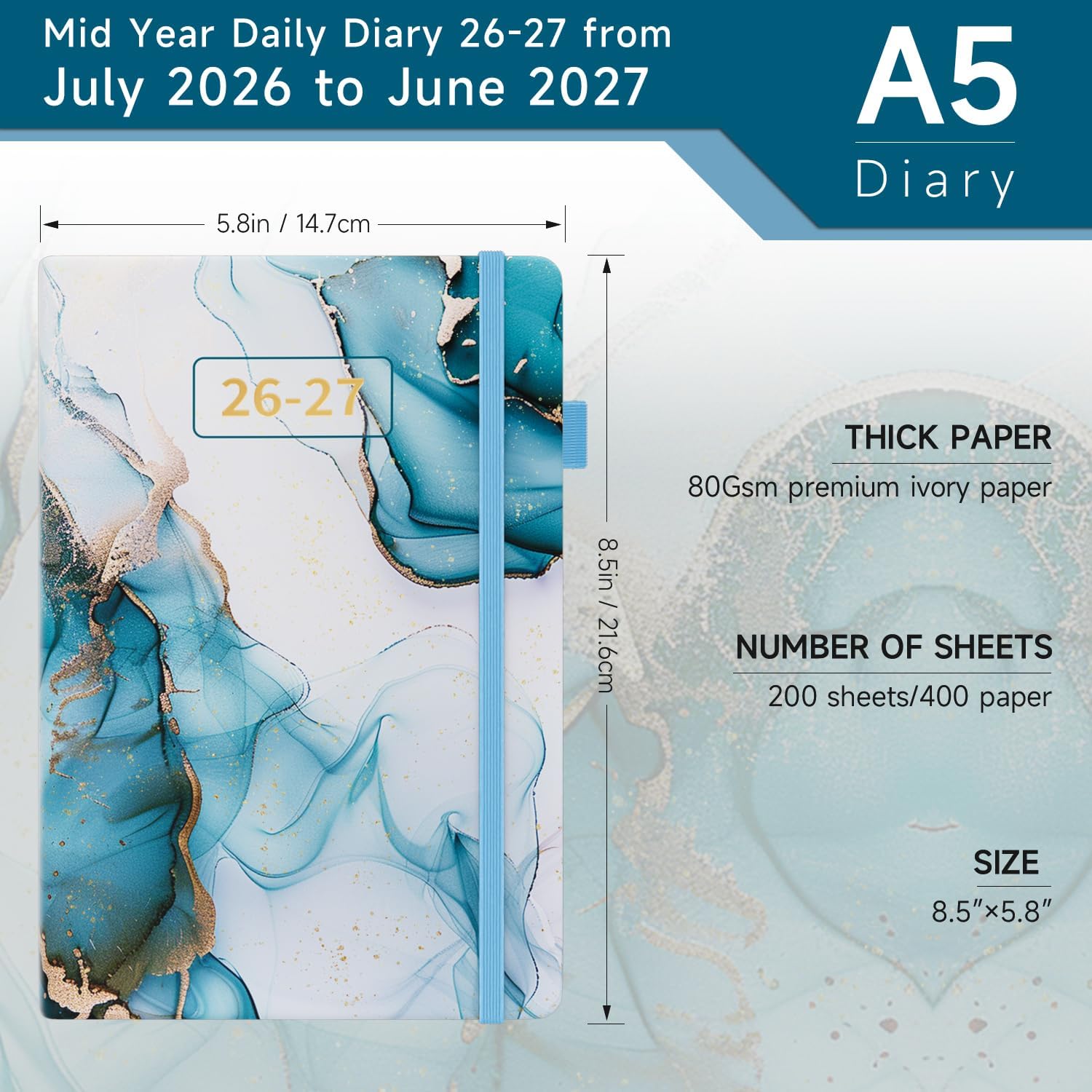 Thumbnail 6 de Sailingvan Academic Diary 2026-2027: Page A Day A5 (July 2026 – June 2027) with Colourful Tabs