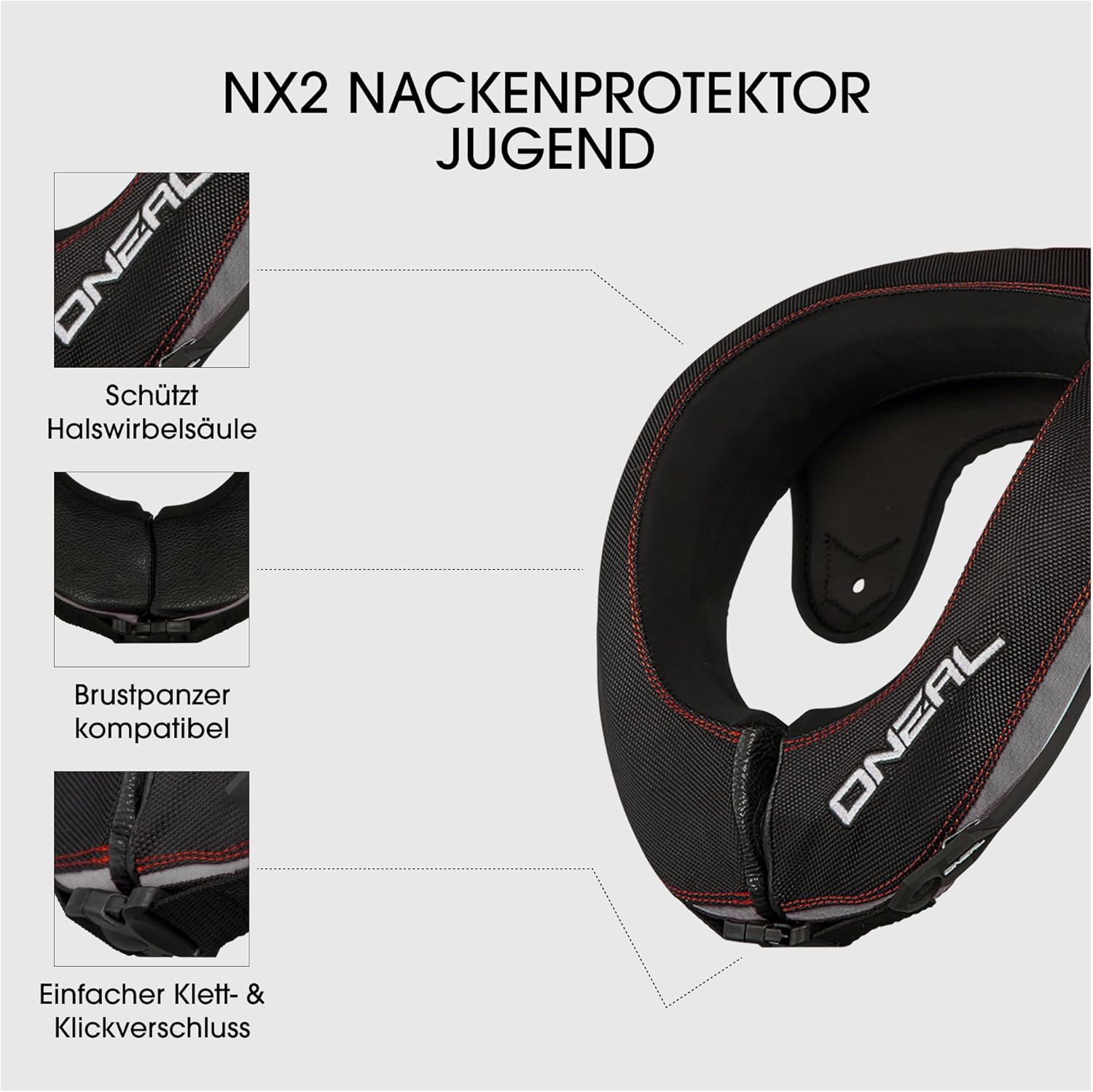 Thumbnail 4 de O'NEAL NX2 Neck Collar Youth Nackenschutz Protektor – MX Enduro, Schwarz, One Size
