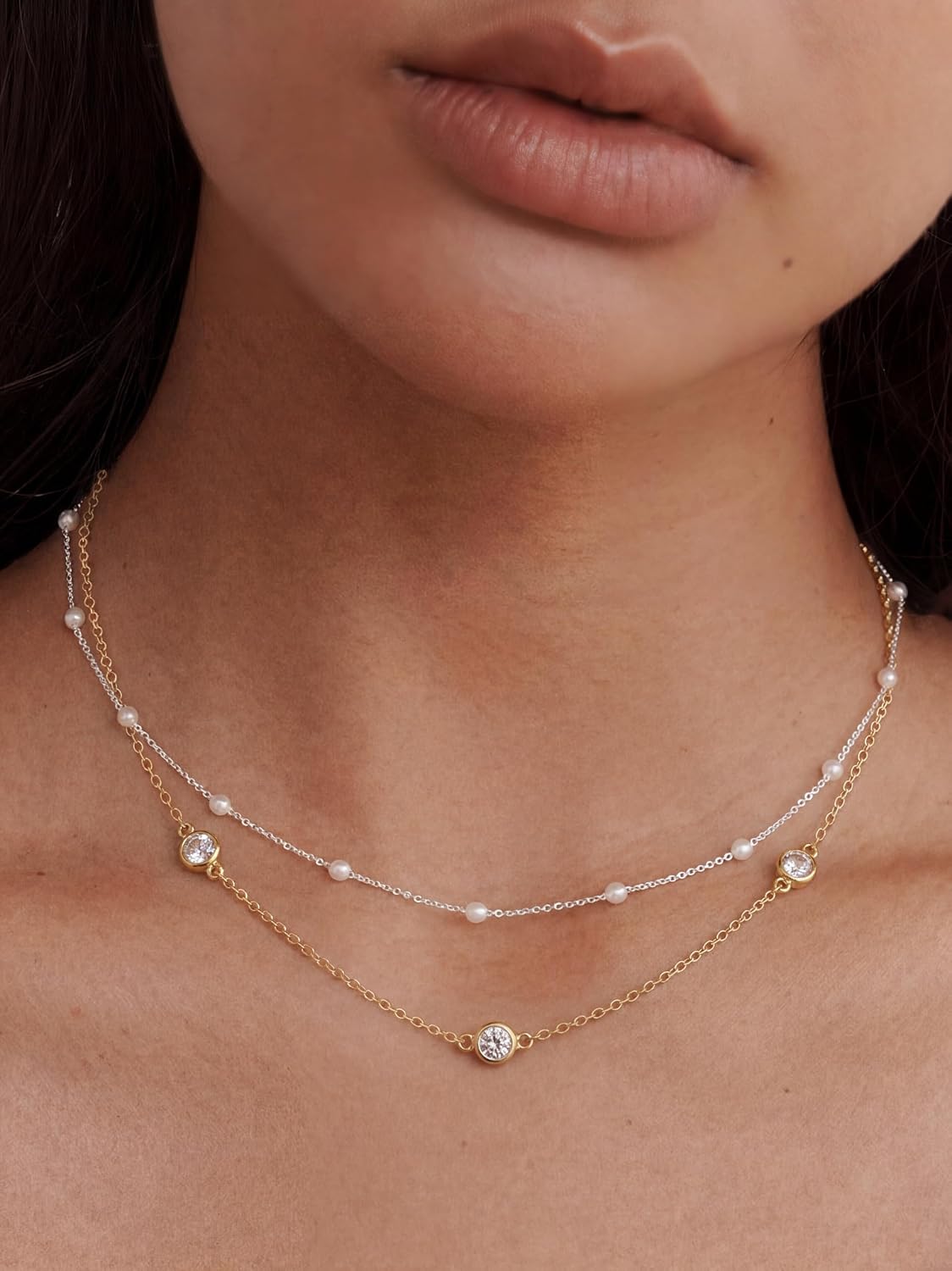 Detalle 2 de Tewiky Cubic Zirconia Necklace, 14K Gold-Plated