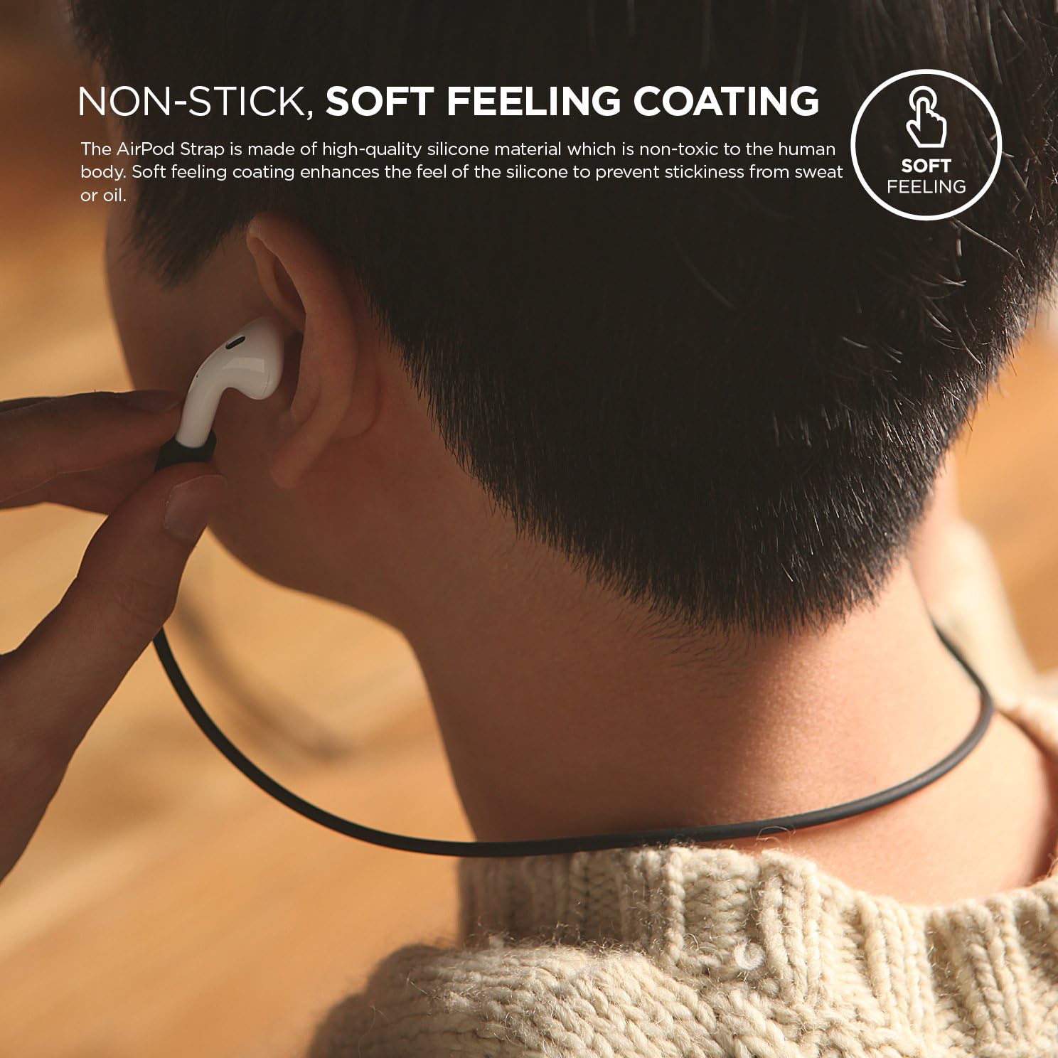 Thumbnail 5 de elago AirPods Halteband Strap aus Silikon (45 cm) – kompatibel mit AirPods 4/3/2/1 & AirPods Pro 3/2/1, weiß