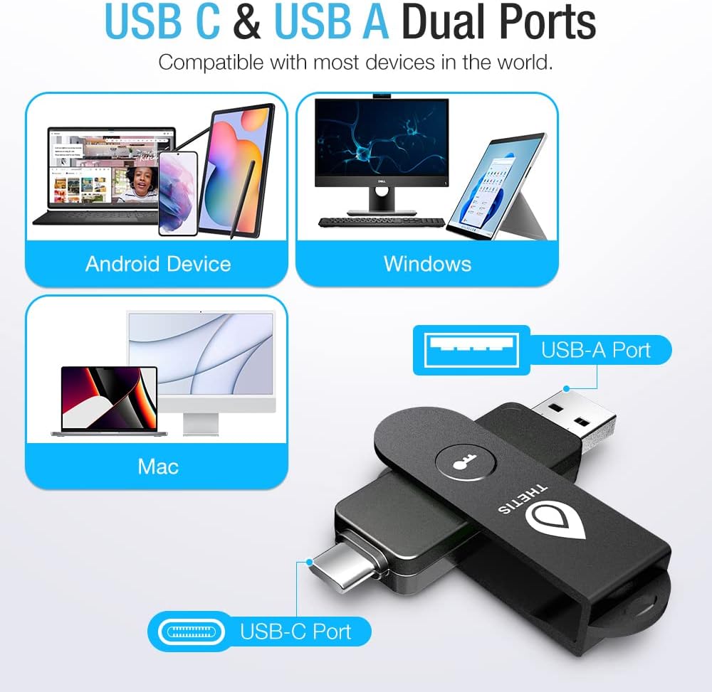 Detalle de Thetis PRO FIDO2 Key MB000493, USB-A/USB-C Security Key with NFC