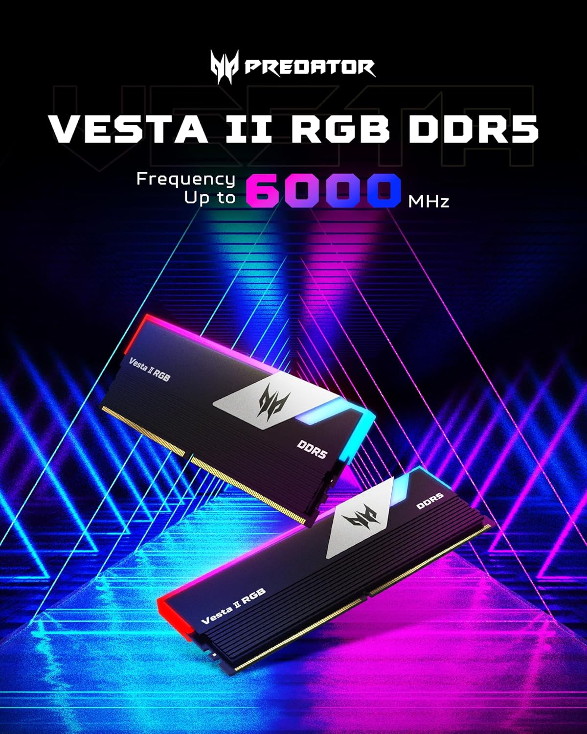 Thumbnail 1 de Acer Predator Vesta II DDR5 6000MHz 64GB (32GBx2) RGB RAM CL30 – Intel XMP 3.0 & AMD EXPO Compatible