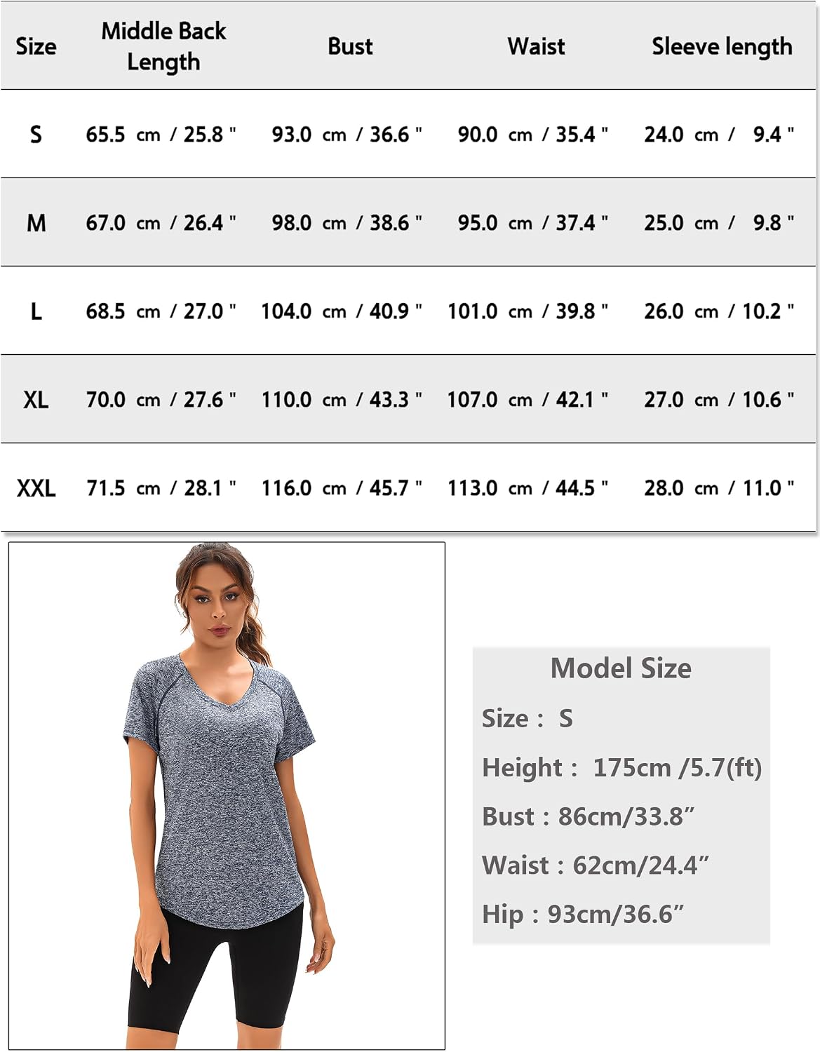 Detalle de Wayleb T-Shirt Sportiva da Donna con scollo a V – maniche corte, asciugatura rapida