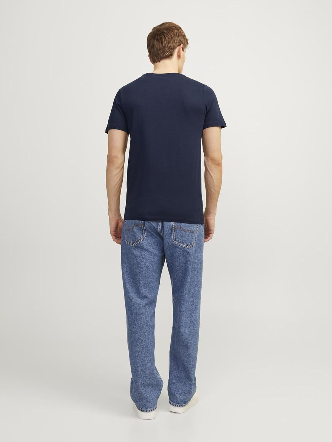 Detalle de JACK & JONES Herren Logo-T-Shirt aus Baumwolle – Basic T-Shirt mit Marken-Logo