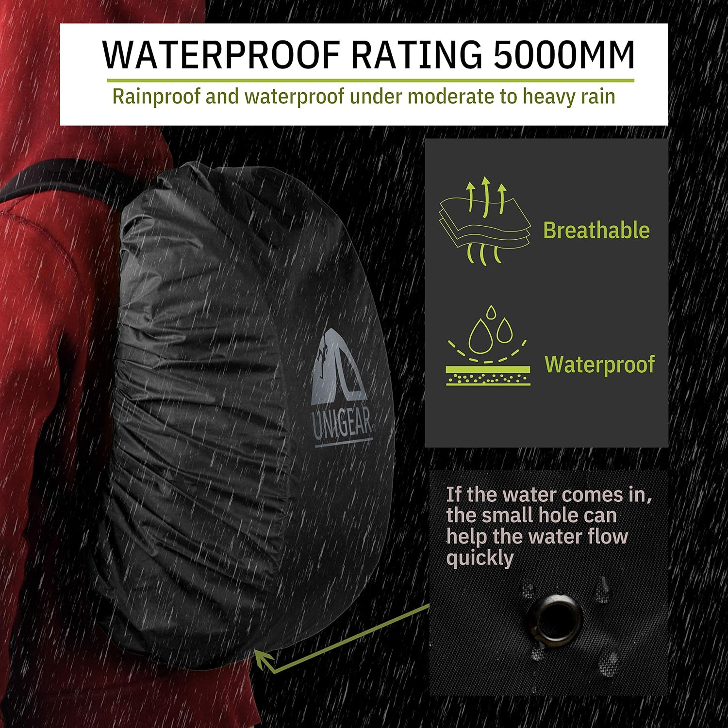 Thumbnail 1 de Unigear Anti-Rain Backpack Cover 10–90L waterproof