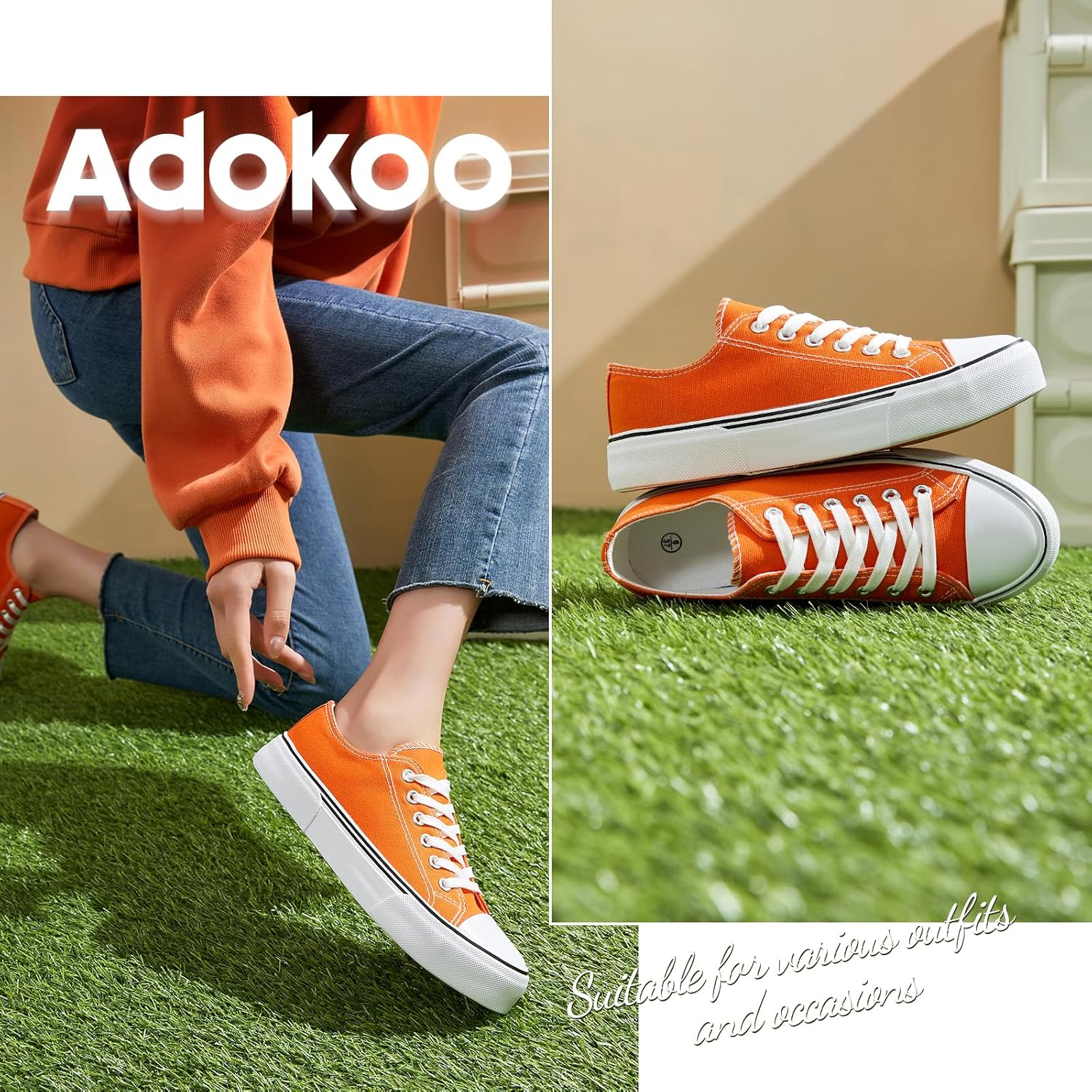Detalle 2 de Adokoo Canvas Women’s Low Top Sneakers: Timeless, Comfortable Everyday Wear