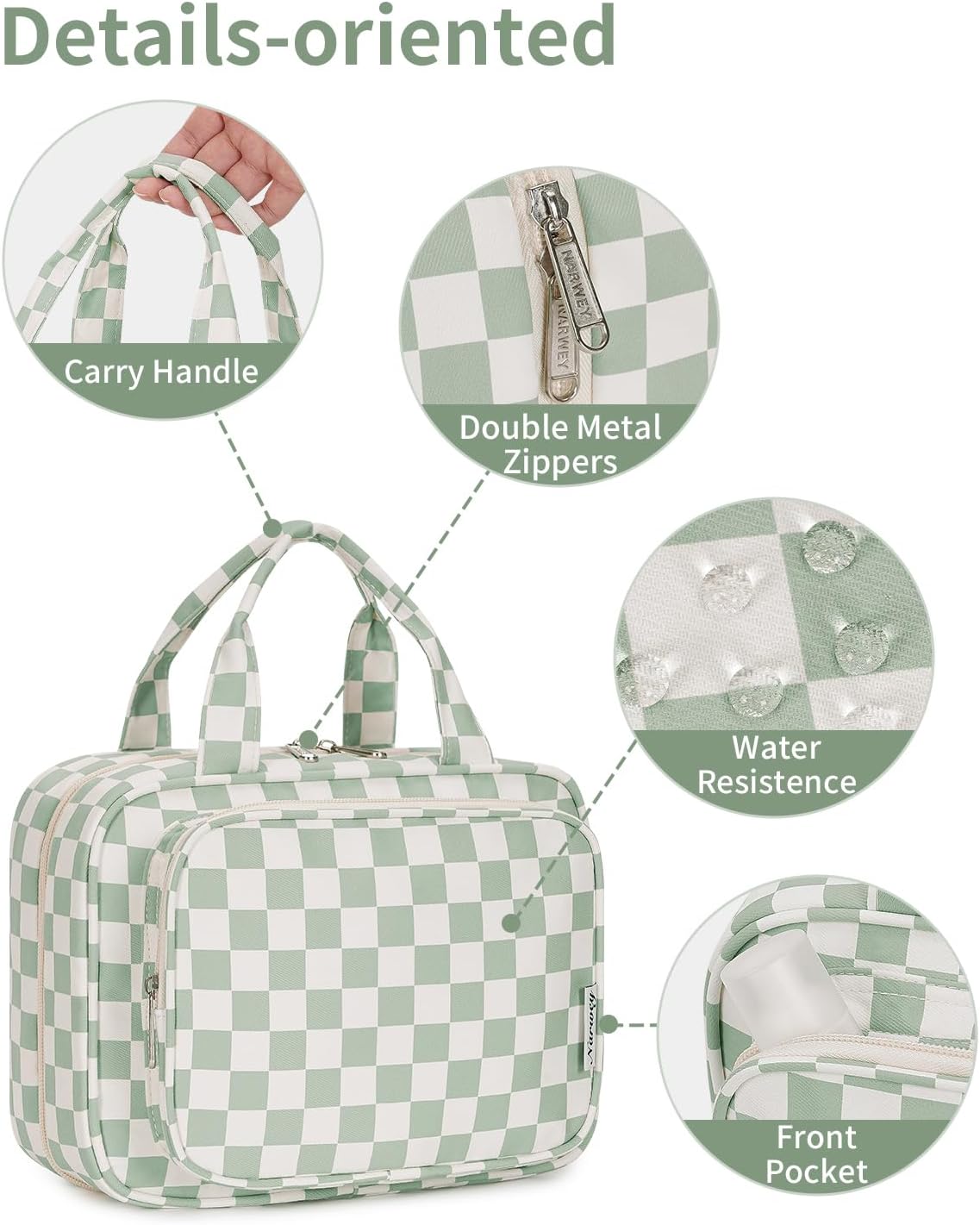 Thumbnail 6 de Narwey Large Checkered Hanging Travel Toiletry Bag
