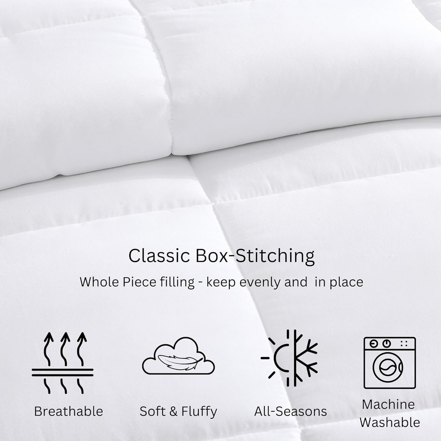 Detalle de Casa Platino Double Duvet 10.5 Tog – Coverless Duvet with Corner Tabs, 200 x 200 cm, Black