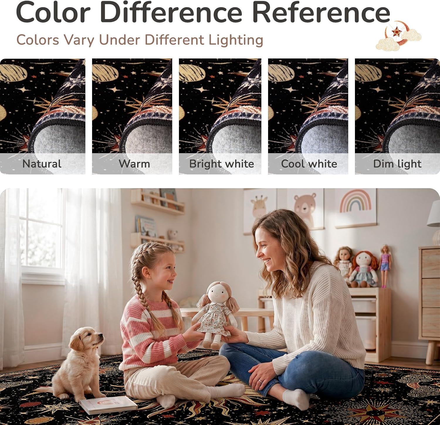Thumbnail 6 de meejou celestialeye 8' x 10' Washable Area Rug, Sun and Moon Pattern