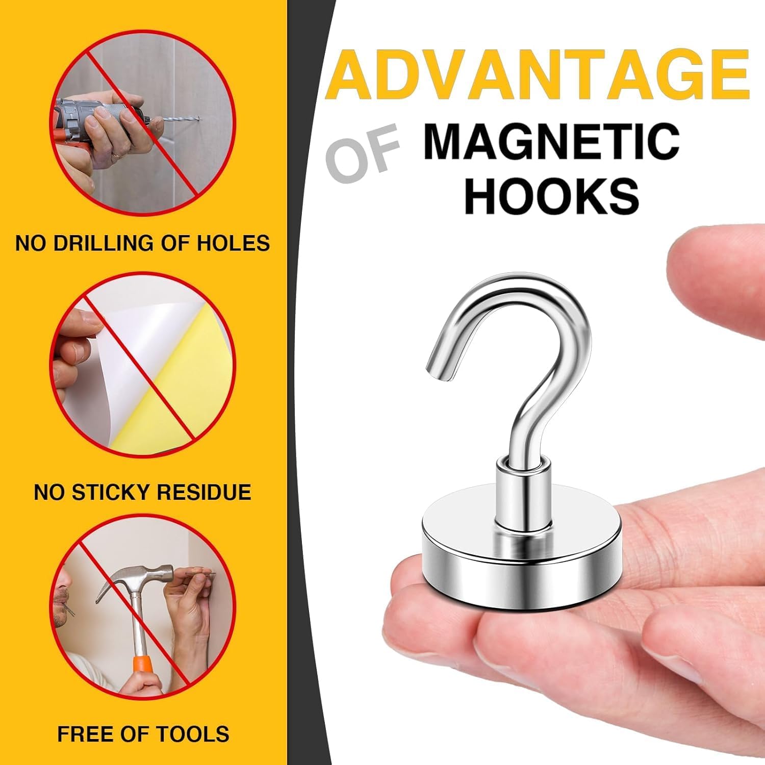Thumbnail 4 de DIYMAG Magnetic Hooks, 12-Pack, 85 lb Vertical Capacity, Neodymium