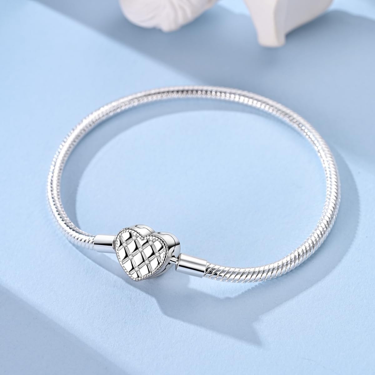 Thumbnail 2 de 925 Sterling Silber Charm-Armband für Frauen mit Herzverschluss – Schlangenkette für Pandora Charms