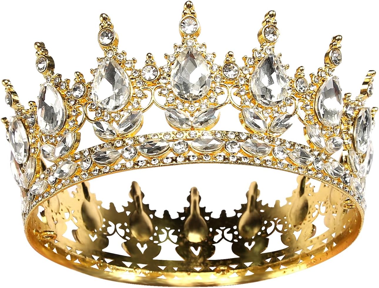 Krone Damen Prinzessin- & Königin-Diadem „Queen Tiara“ mit Strass für Hochzeit, Verlobung und besondere Anlässe