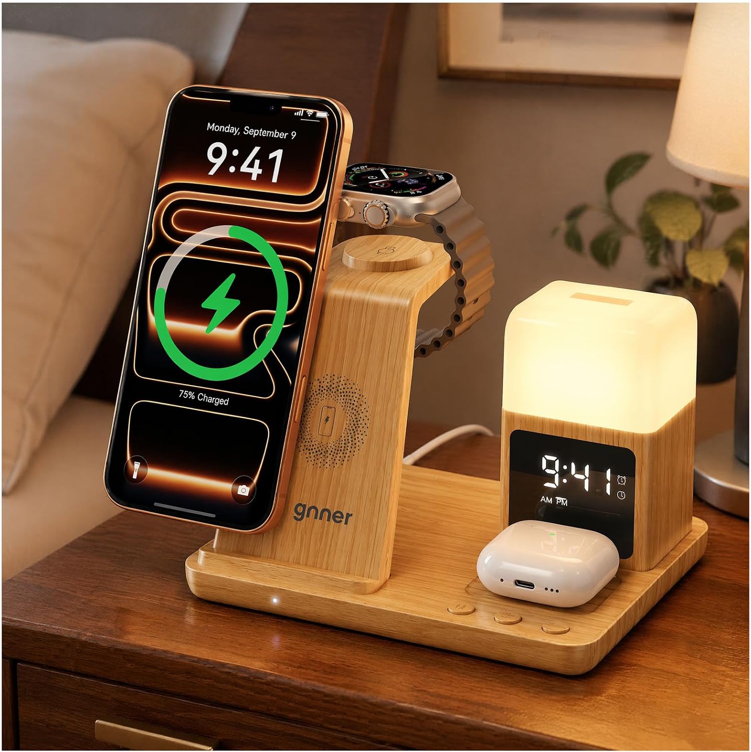 Detalle de Augnner 6-in-1 draadloos laadstation voor iPhone, Apple Watch en AirPods