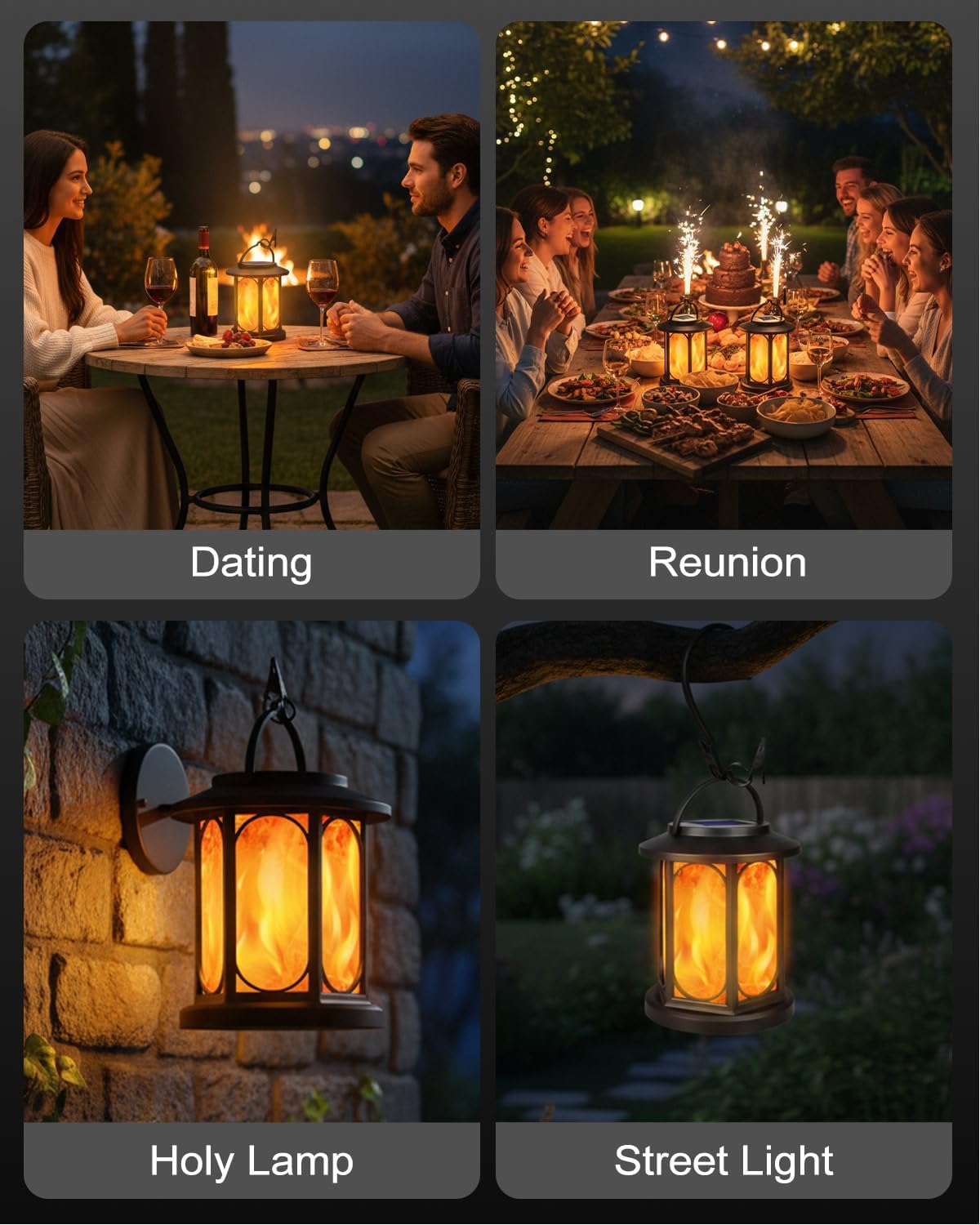 Thumbnail 6 de KALAHOL Solar Lanterns Outdoor Garden 2 Pack with Realistic Flickering Flame (IP65, Oval Style)