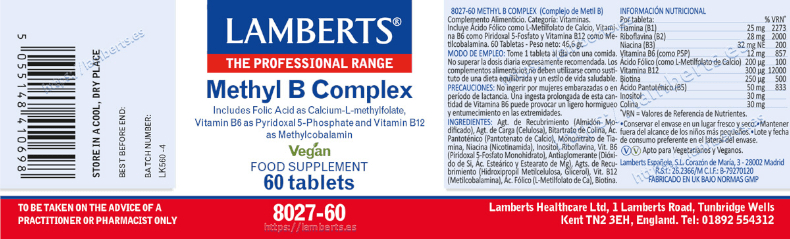 Thumbnail 1 de Lamberts Methyl B Complex 60 tabletas 💊