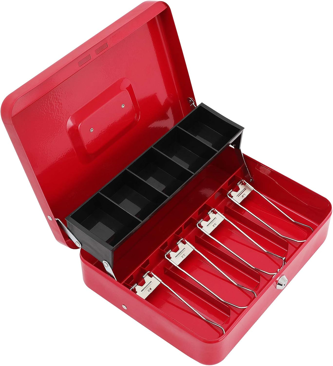 Thumbnail 2 de xydled XYD-QX-CB-8002 Cash Box with Key Lock, Tiered Tray, Red