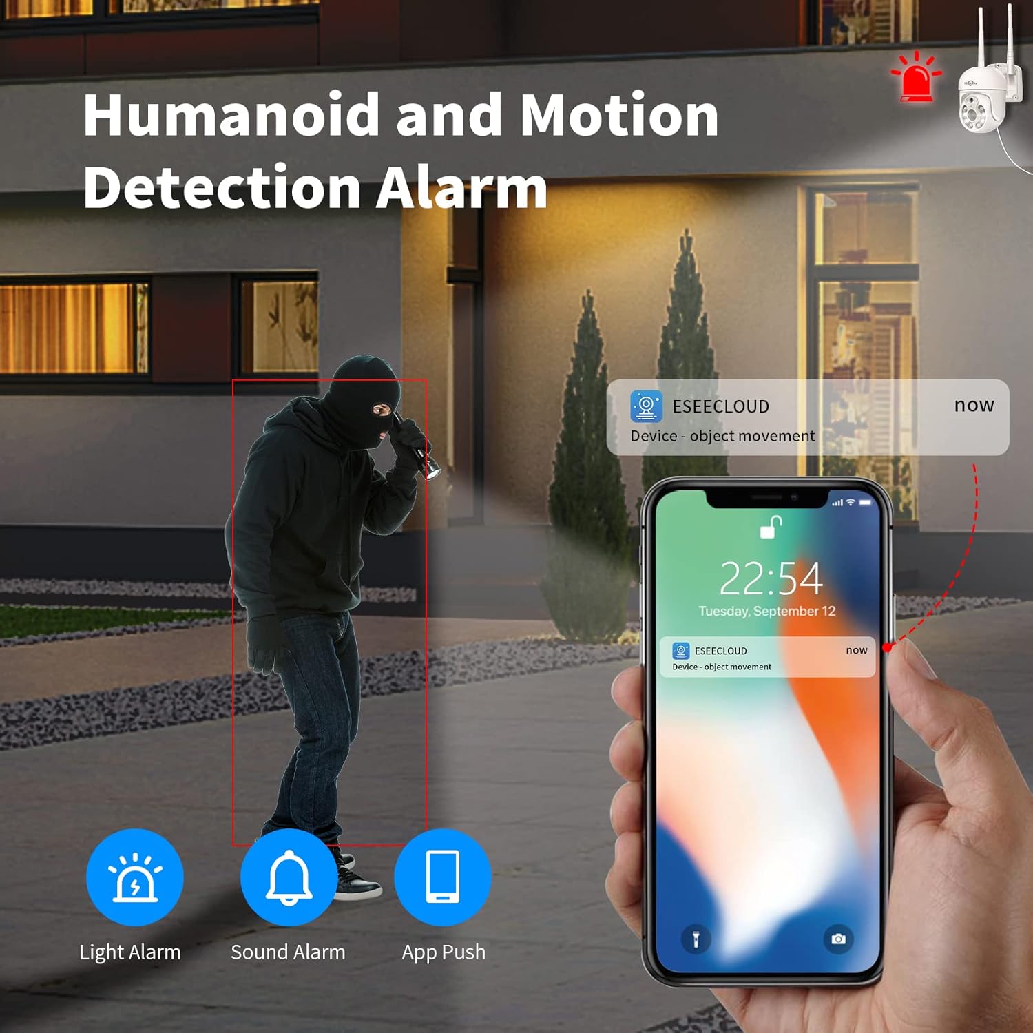 Detalle de Hiseeu 5MP 3K Telecamera Wi-Fi Esterno PTZ 360° con Visione Notturna a Colori e Audio Bidirezionale