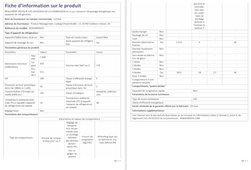 Thumbnail 8 de Comfee' 174L Frigo Congélateur – Réfrigérateur-congélateur 2 compartiments (115 L / 59 L) avec Low Frost