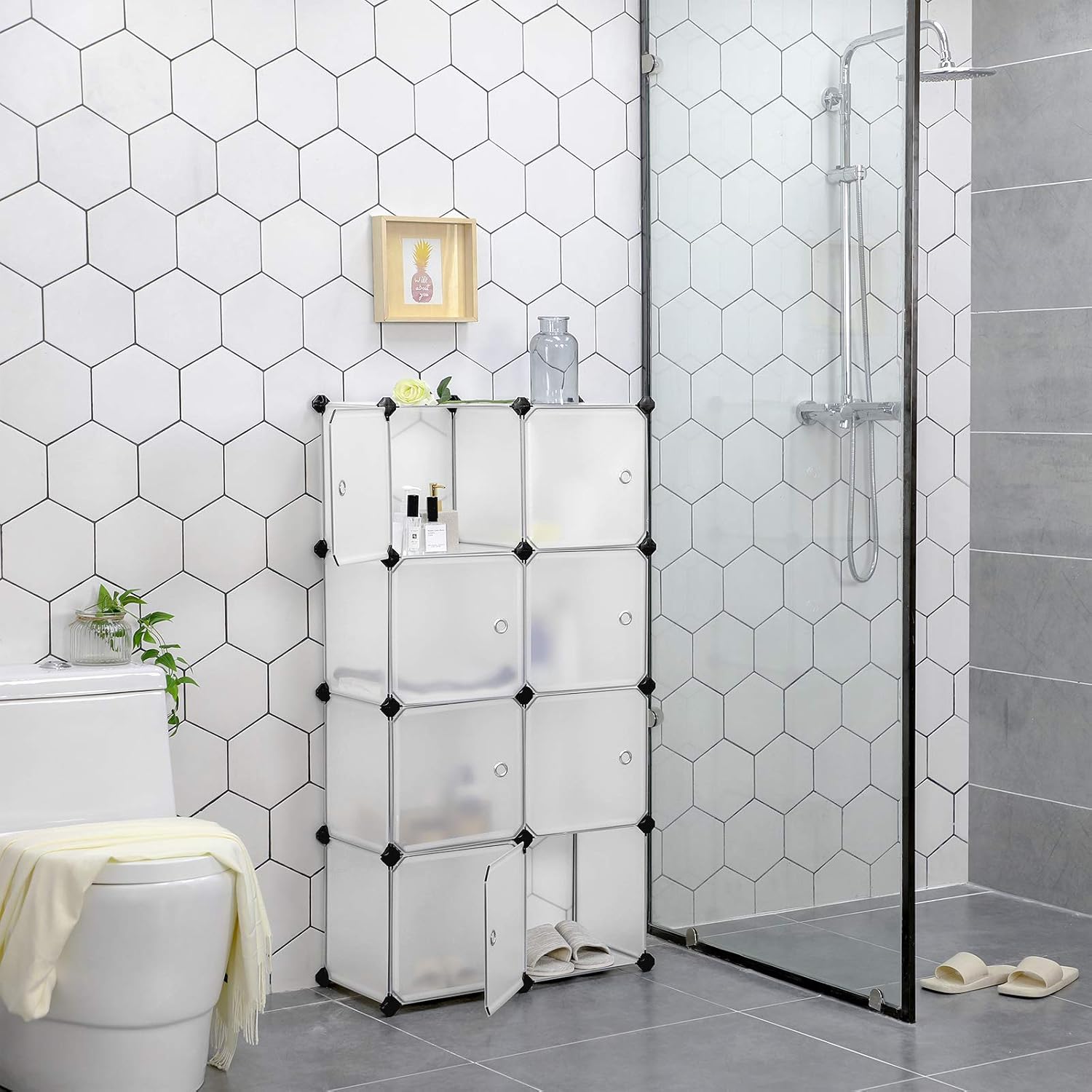 Detalle de SONGMICS LPC116WS modulair kubusrek met 9 vakken en deuren, wit