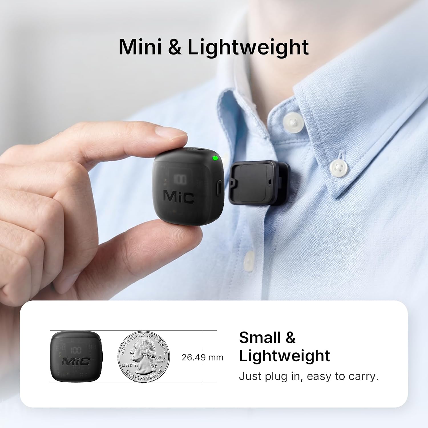 Thumbnail 3 de DESMAX Wireless Lavalier Microphone for iPhone & Android (Mini Mic)
