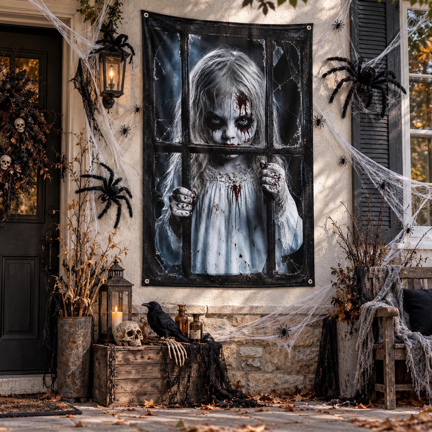 Thumbnail 6 de Kaiyingxin 072901 Halloween-decoratiedoek 80 x 120 cm met horrormeisje