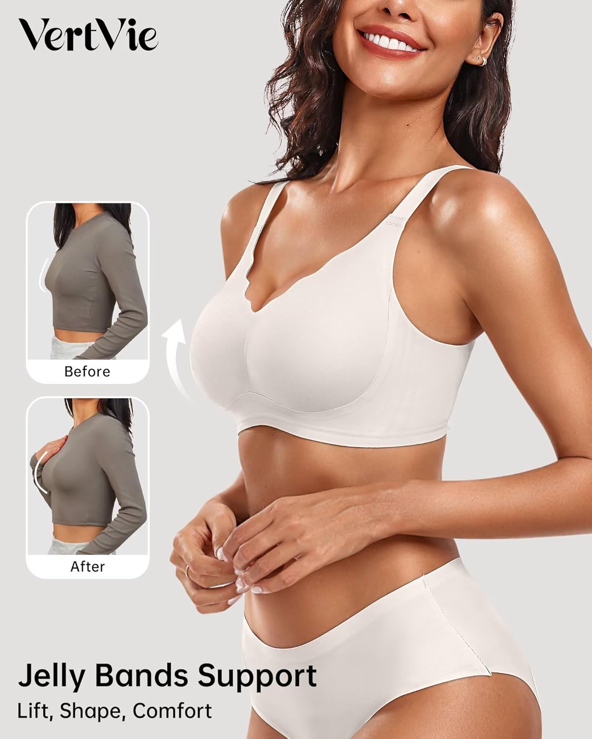 Thumbnail 1 de Vertvie Women Seamless Jelly Bras: Wireless Push-Up Bralette with Full Coverage