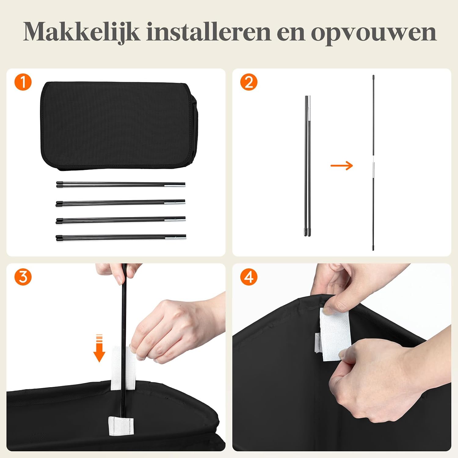 Detalle 2 de Lifewit 24017 smalle wasmand van 75 liter met deksel, opvouwbaar, zwart
