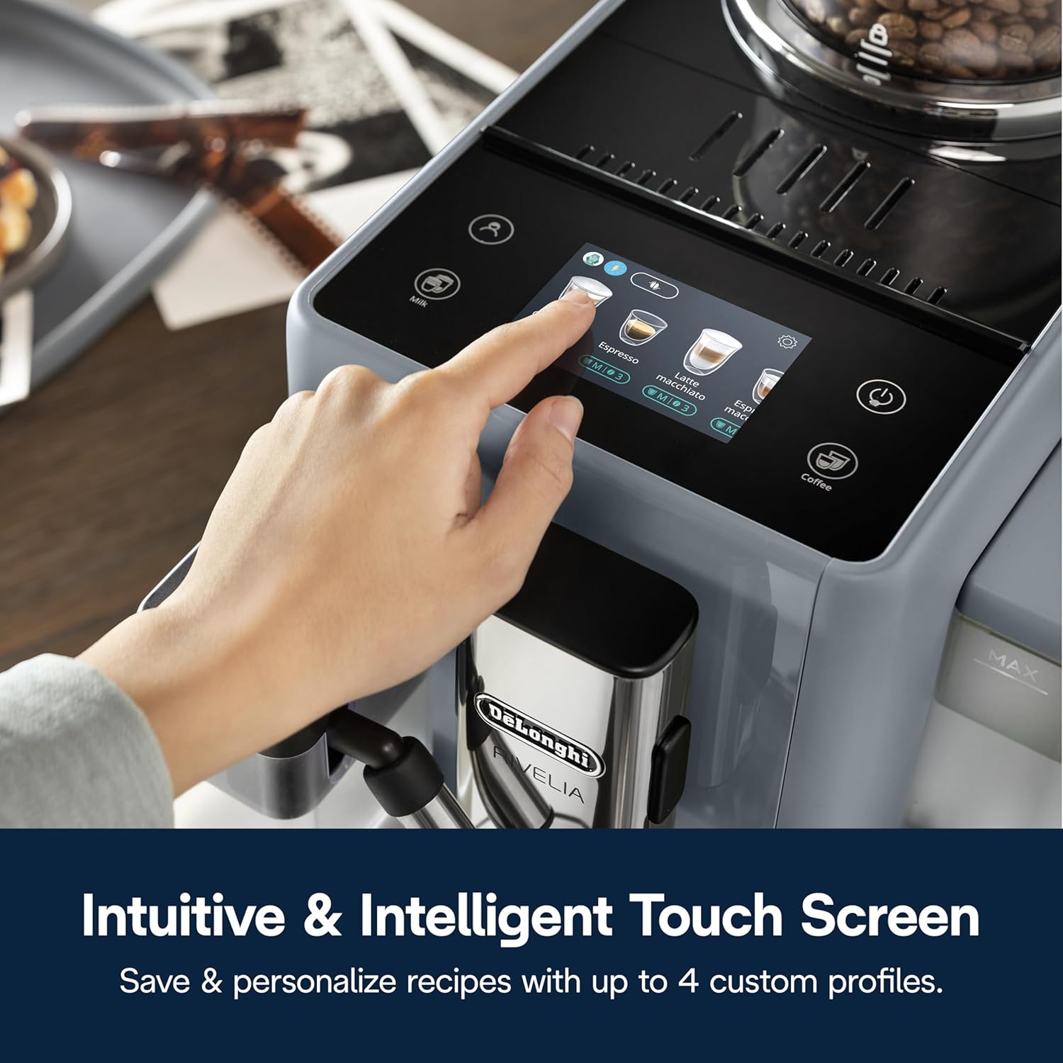 Thumbnail 6 de De'Longhi Rivelia Automatic Espresso Machine, Grinder & Frother, Pebble Gray
