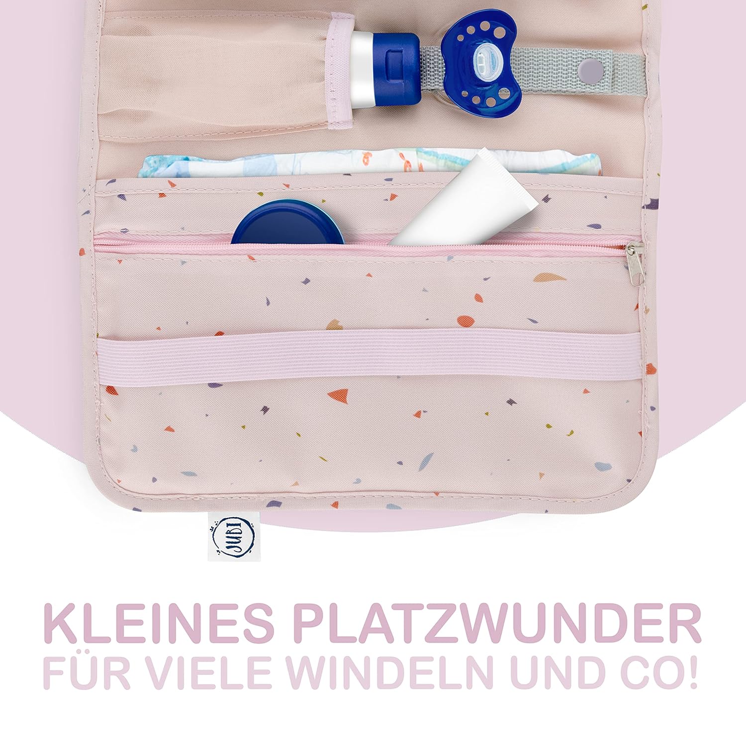 Thumbnail 2 de Jubi Windeltasche mit Wickelunterlage – kompakt, rosa Konfetti, Klettverschluss