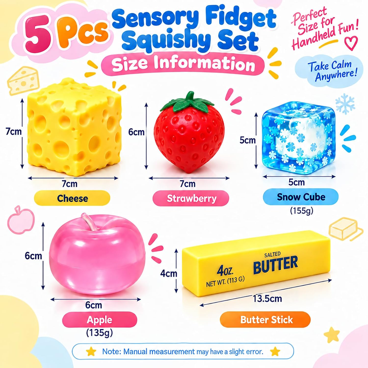 Detalle de Tubasaya 5-Piece Sensory Fidget Squishy Set, Slow-Rising, Washable and Reusable
