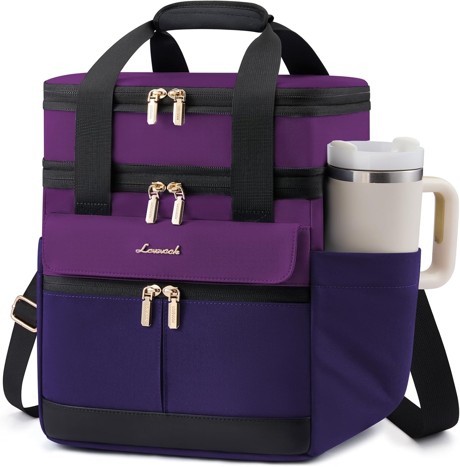 Thumbnail 6 de LOVEVOOK Insulated Lunch Bag: Expandable Double Deck for Adults with Large Cup Holder