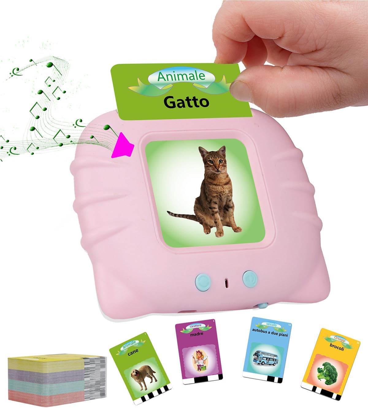 Schede flash parlanti rosa 112 flashcard con 224 parole (giocattolo educativo per bambini 1-12 anni)