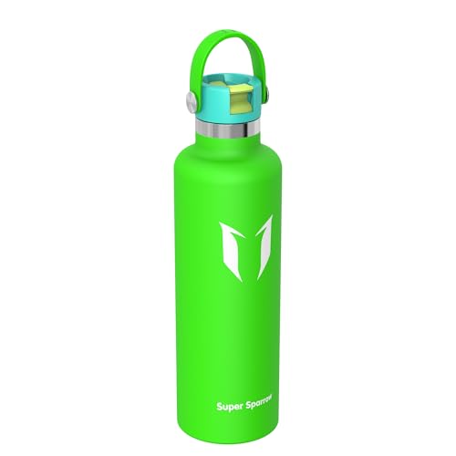Detalle de Super Sparrow Edelstahl Trinkflasche Kinder – 1L, Ultraleicht, BPA-frei, Stroh-Deckel