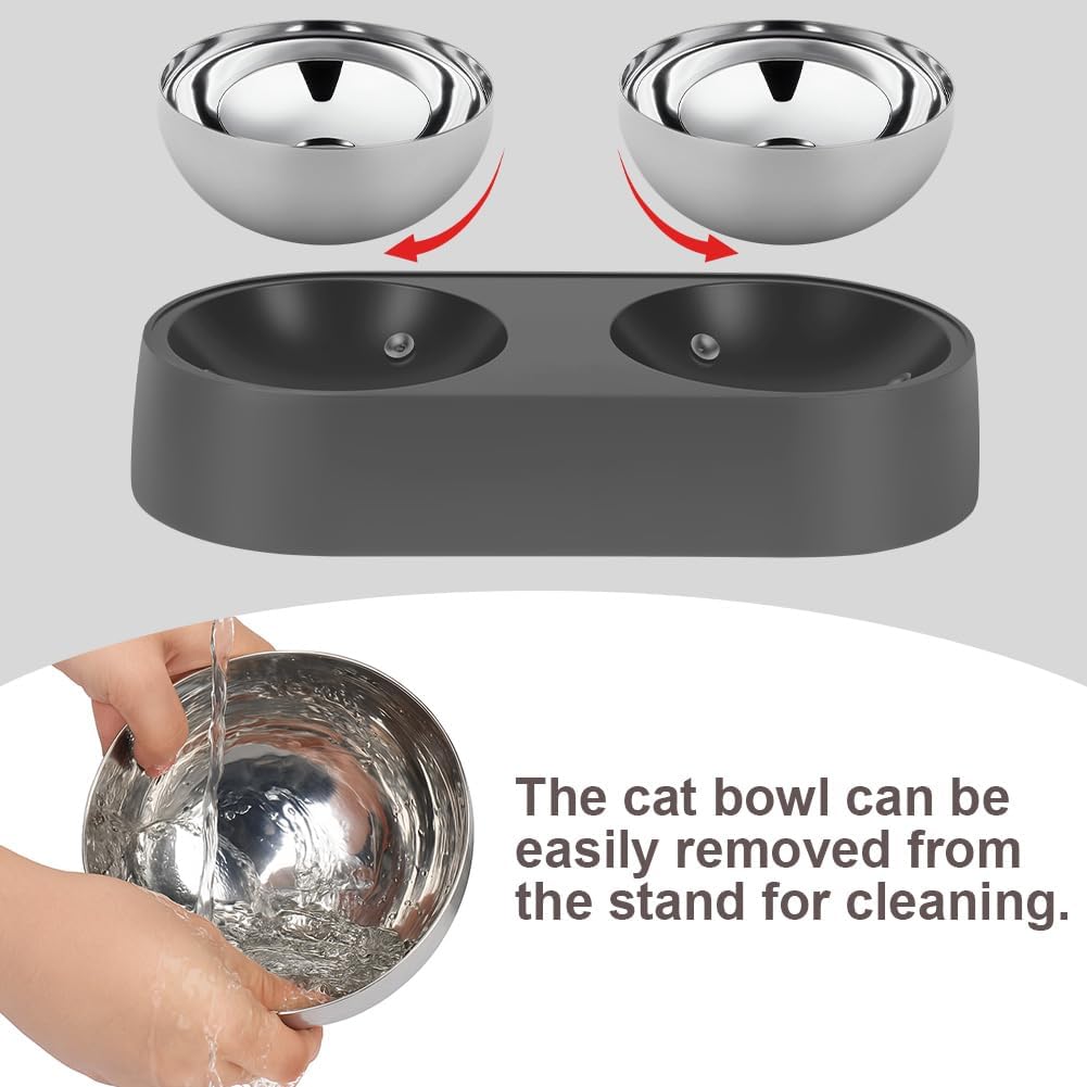 Thumbnail 5 de Alaoo Tilted Cat Bowls with Stand: Double Stainless Steel Feeding Station