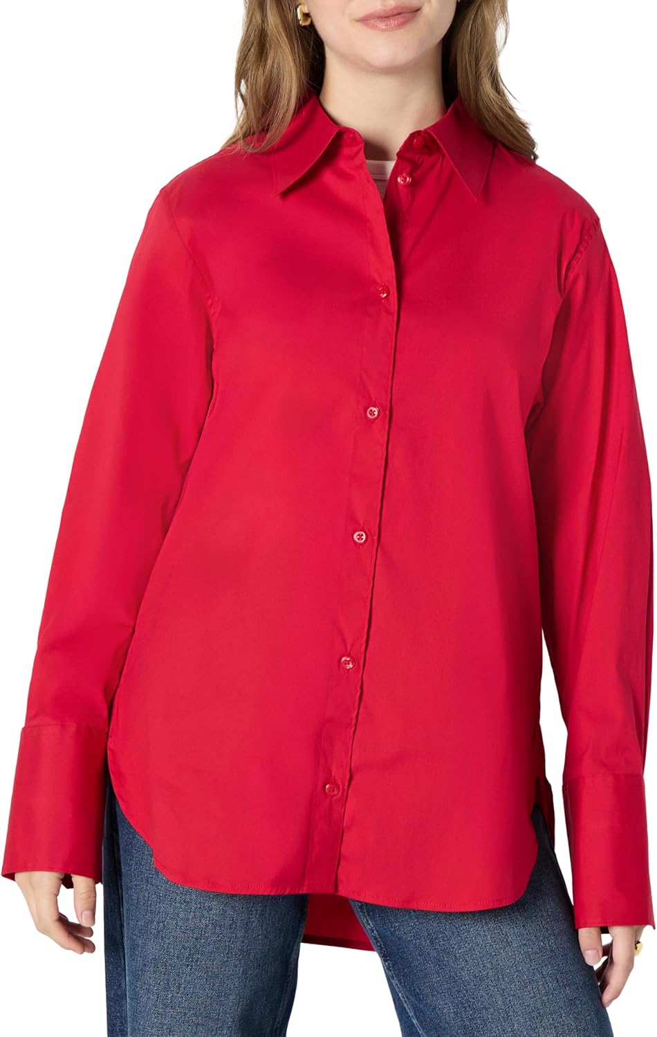 Detalle de Amazon Essentials Women's Oversized-Fit Cotton Stretch Poplin Button-Down Dress Shirt