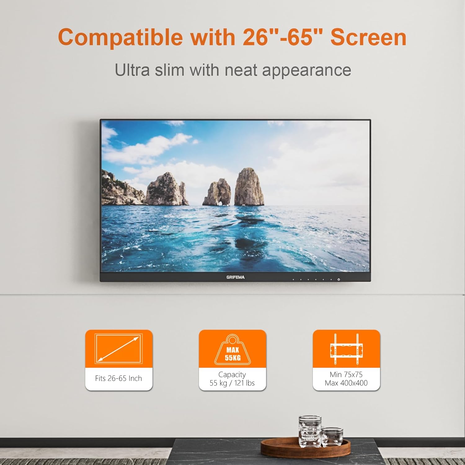 Thumbnail 3 de GRIFEMA GB1007-4 TV-Wandhalterung für 26–65 Zoll, neigbar bis 55 kg, max. VESA 400 x 400