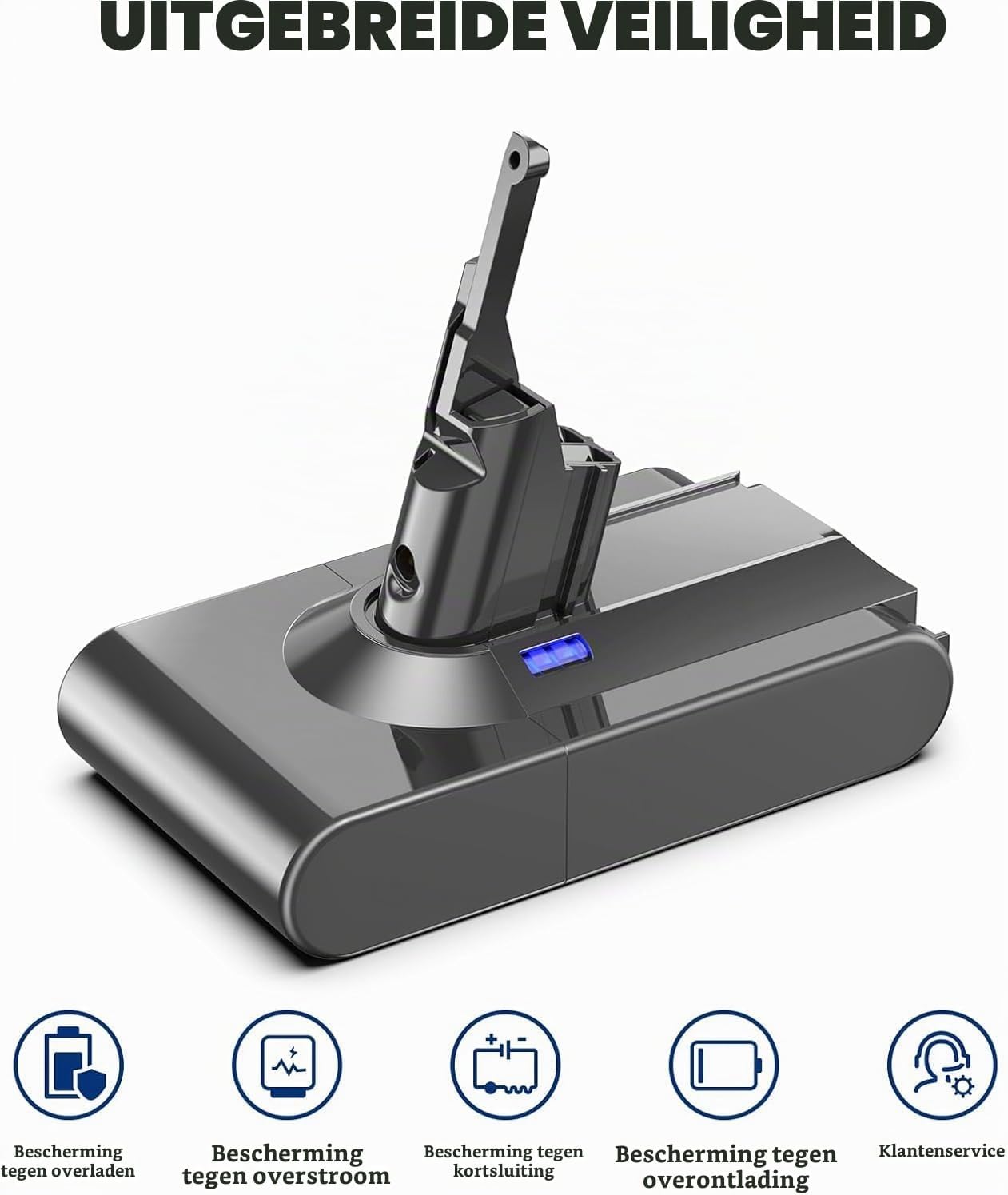 Detalle 2 de Powtree V8-vervangingsaccu voor Dyson SV10, 21,6 V Li-ion
