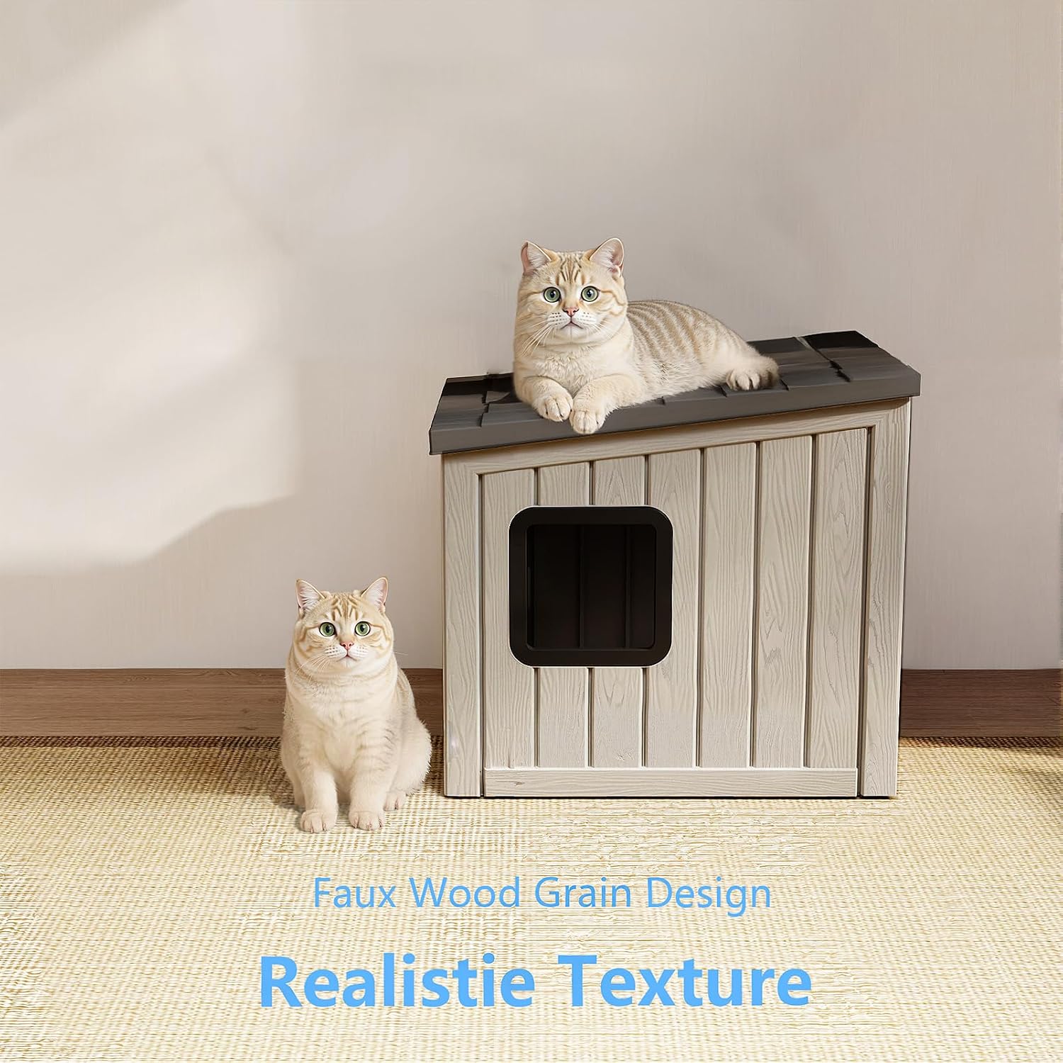 Detalle 1 de DRATO 118 Double-Decker Outdoor Cat House with PP Body and Sloped Roof
